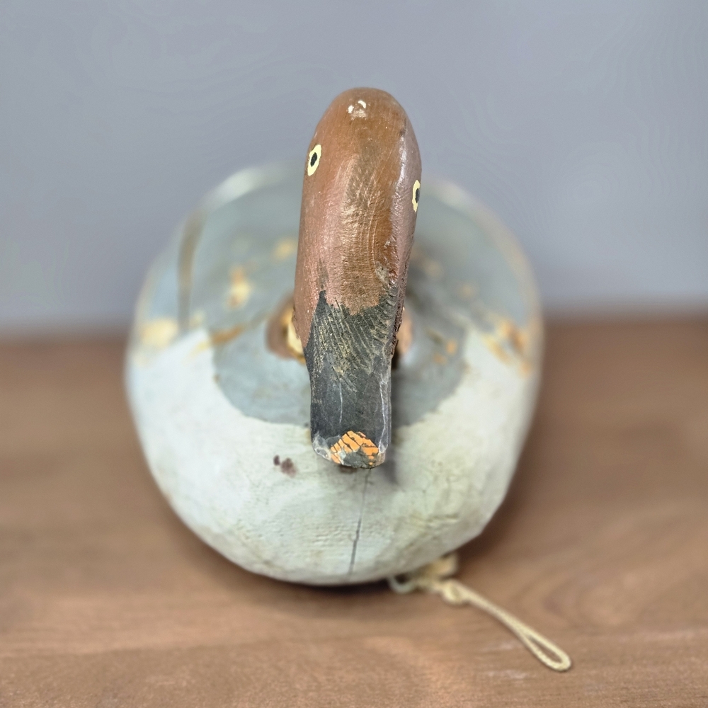 Vintage Wooden Duck Decoy Raised Wing Folk Art Original Lead Keel